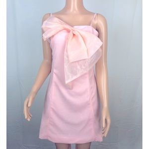 Baby Pink Bow Detail Spaghetti Strap Mini Dress